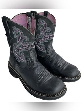 Ariat 10004729 Fatbaby Black/Purple Cowgirl Western Boots Women’s Size 6.5 B